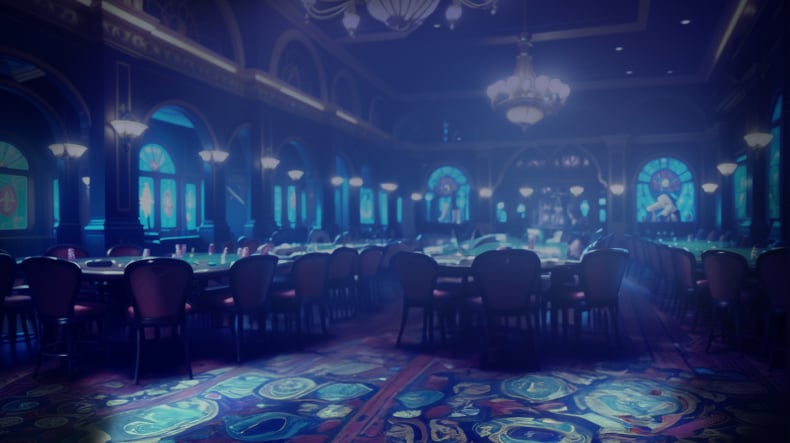 Elegant and empty casino hall, representing live baccarat sophistication