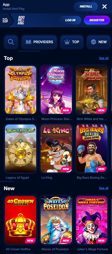 Boomerang Casino App on Mobile Phone